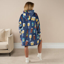 OHS Drinks Hoodie Blanket Sweatshirt Sherpa Fleece Oversized Jumper Throw Plush Warm - thumbnail 4