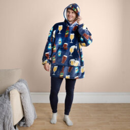 OHS Drinks Hoodie Blanket Sweatshirt Sherpa Fleece Oversized Jumper Throw Plush Warm - thumbnail 7