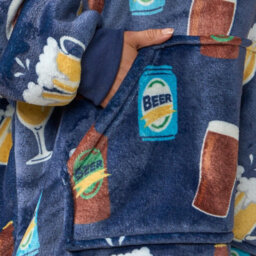 OHS Drinks Hoodie Blanket Sweatshirt Sherpa Fleece Oversized Jumper Throw Plush Warm - thumbnail 5