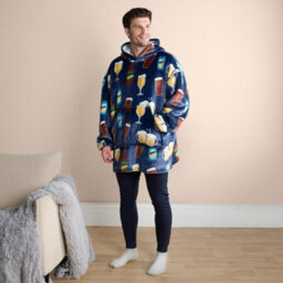 OHS Drinks Hoodie Blanket Sweatshirt Sherpa Fleece Oversized Jumper Throw Plush Warm - thumbnail 6