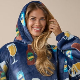 OHS Drinks Hoodie Blanket Sweatshirt Sherpa Fleece Oversized Jumper Throw Plush Warm - thumbnail 3