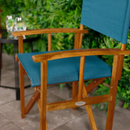 Charles Bentley Fsc Wooden Pair Of Folding Directors Chairs Teal Pop-Up Garden - thumbnail 8