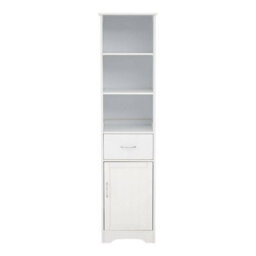 Orsina Tall White Display Cabinet With Drawer & Shelves, Narrow Storage Unit, White Storage Cabinet For Daily Use - thumbnail 1