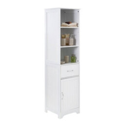 Orsina Tall White Display Cabinet With Drawer & Shelves, Narrow Storage Unit, White Storage Cabinet For Daily Use - thumbnail 6
