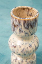 Orsina Medium Vase, Beige Stoneware Vase, Free Standing Vase For Contemporary Homes, Marbling Effect Stoneware Vase - thumbnail 2