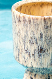 Orsina Medium Vase, Beige Stoneware Vase, Free Standing Vase For Contemporary Homes, Marbling Effect Stoneware Vase - thumbnail 5