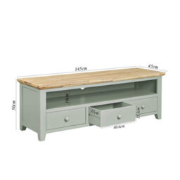 Statement Furniture Florence Sage Green Tv Stand With 3 Drawers And Shelf - thumbnail 3