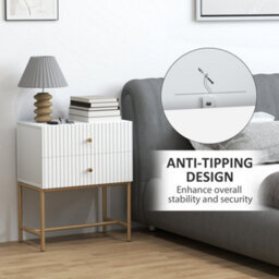 Homcom Modern Bedside Table With 2 Drawers For Bedroom, White - thumbnail 7