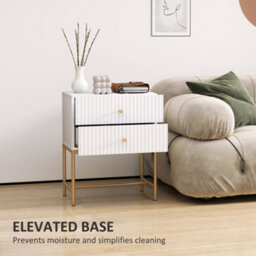 Homcom Modern Bedside Table With 2 Drawers For Bedroom, White - thumbnail 8