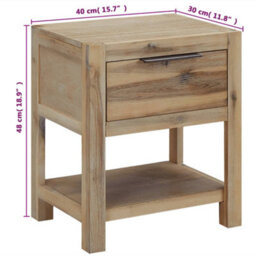 Vidaxl Nightstand With Drawer 40X30X48 Cm Solid Acacia Wood - thumbnail 7