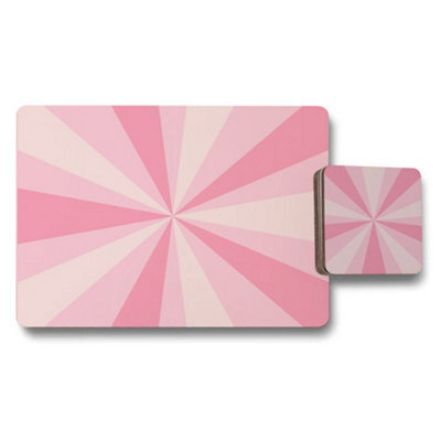 Benjamin Tate Design Pink Starburst Placemat And Coaster Set With Wood Base Designer Artwork Limited Edition - image 1