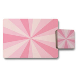 Benjamin Tate Design Pink Starburst Placemat And Coaster Set With Wood Base Designer Artwork Limited Edition