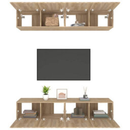 Berkfield Tv Cabinets 4 Pcs Sonoma Oak 80X30X30 Cm Engineered Wood - thumbnail 5