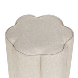 Beliani Linen Pouffe Round 39Cm Diameter X 34Cm High Beige - Faux Linen Footstool For Modern Living Rooms - thumbnail 3