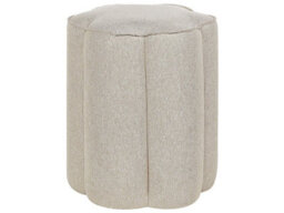 Beliani Linen Pouffe Round 39Cm Diameter X 34Cm High Beige - Faux Linen Footstool For Modern Living Rooms - thumbnail 1
