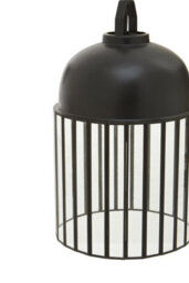 Orsina Antique Black Pendant Light, Open Frame One Bulb Cage Light, Handcrafted Metal And Glass Hanging Fixture - thumbnail 5