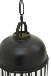 Orsina Antique Black Pendant Light, Open Frame One Bulb Cage Light, Handcrafted Metal And Glass Hanging Fixture - thumbnail 4