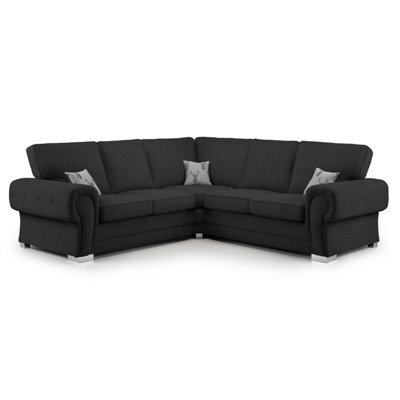 Furnishings For Less UK Milan 5 Seater L Shaped Corner Sofa Full Back Chesterfield Arms Black 2 Corner 2 - image 1