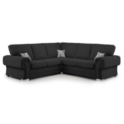 Furnishings For Less UK Milan 5 Seater L Shaped Corner Sofa Full Back Chesterfield Arms Black 2 Corner 2 - thumbnail 1