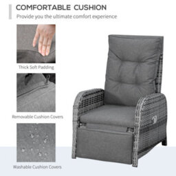 Outsunny 3 Pieces Rattan Bistro Set With Cushions For Outdoor, Mixed Grey - thumbnail 7