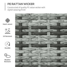 Outsunny 3 Pieces Rattan Bistro Set With Cushions For Outdoor, Mixed Grey - thumbnail 4