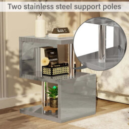 Grey Small Side Table With Storage Led High Gloss Sofa End Coffee Table Living Room