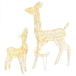 Berkfield Acrylic Reindeer Family Christmas Decoration 160 Led Warm White - thumbnail 2