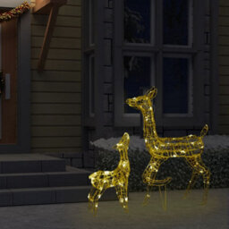 Berkfield Acrylic Reindeer Family Christmas Decoration 160 Led Warm White - thumbnail 3