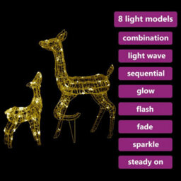 Berkfield Acrylic Reindeer Family Christmas Decoration 160 Led Warm White - thumbnail 4