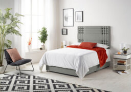 Somnior Beds Somnior Flexby Linen Silver 2Ft6 Memory Foam Divan Bed With 2 Drawers, Mattress & Headboard - Small Single - thumbnail 1