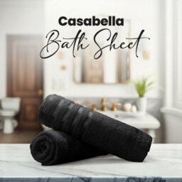 Casabella Bath Sheets 2 Pack Jumbo Bathsheet 90X180 Cm 100% Cotton Towels Quick Dry Super Soft Highly Absorbent Black - thumbnail 6