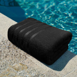 Casabella Bath Sheets 2 Pack Jumbo Bathsheet 90X180 Cm 100% Cotton Towels Quick Dry Super Soft Highly Absorbent Black - thumbnail 2