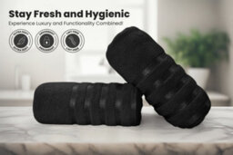 Casabella Bath Sheets 2 Pack Jumbo Bathsheet 90X180 Cm 100% Cotton Towels Quick Dry Super Soft Highly Absorbent Black - thumbnail 3