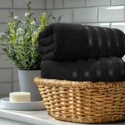Casabella Bath Sheets 2 Pack Jumbo Bathsheet 90X180 Cm 100% Cotton Towels Quick Dry Super Soft Highly Absorbent Black - thumbnail 4