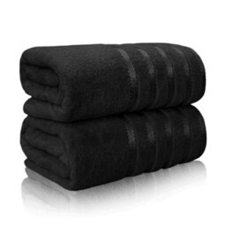 Casabella Bath Sheets 2 Pack Jumbo Bathsheet 90X180 Cm 100% Cotton Towels Quick Dry Super Soft Highly Absorbent Black
