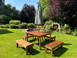 Charles Taylor Knights Wooden Garden 8 Seat Square Dining Table Bench Set Grey - thumbnail 2