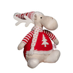 Samuel Alexander 40Cm Battery Operated Light Up Sitting Christmas Reindeer In Red & White Jumper - thumbnail 8
