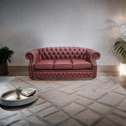 Chesterfield 3 Seater Shelly Burgandy Leather Sofa Bespoke In Buckingham Style - thumbnail 4