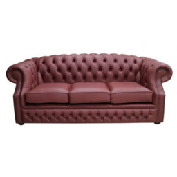 Chesterfield 3 Seater Shelly Burgandy Leather Sofa Bespoke In Buckingham Style - thumbnail 1