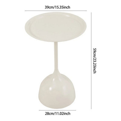 Cream White Modern Round Side Table Pedestal Coffee Table Sofa End Metal Tray Bedside Table - image 1