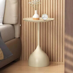 Cream White Modern Round Side Table Pedestal Coffee Table Sofa End Metal Tray Bedside Table - thumbnail 4