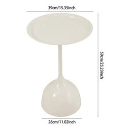 Cream White Modern Round Side Table Pedestal Coffee Table Sofa End Metal Tray Bedside Table - thumbnail 1