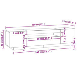 Vidaxl Tv Cabinet With Led Lights White 160X35X40 Cm - thumbnail 3