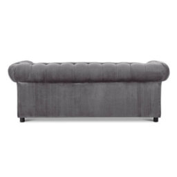 Furnishings For Less UK Ashbourne Chesterfield Large Grey Velvet Fabric 3 Seater Sofa Studded Design - thumbnail 3