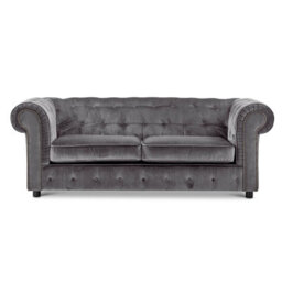 Furnishings For Less UK Ashbourne Chesterfield Large Grey Velvet Fabric 3 Seater Sofa Studded Design - thumbnail 1