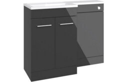 Aquarius Urbano Premium 1000mm Left Hand Vanity Unit  Suite (With Back To Wall Toilet) - Anthracite Gloss - thumbnail 2