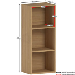 Lassic Vida Designs Oxford Oak 3 Tier Cube Bookcase Freestanding Shelving Unit (H)800mm (W)320mm (D)240mm - thumbnail 2