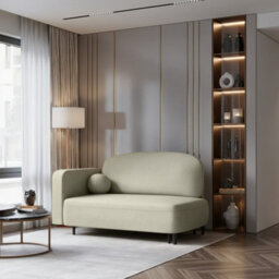 Solo Sofa Bed With Sleeping Function And Storage Compartment Polyurethane Foam Wooden Metal Legs 162X93X97Cm Light Green Left - thumbnail 1