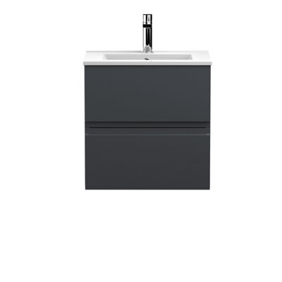 Hudson Reed Urban Soft Black Wall Hung 2 Drawer Vanity Unit And Basin With Silent Close, 518 X 510 X 390 - image 1