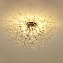 Living And Home Modern Chrome 6 Lights Sputnik Dandelion Crystal Flush Mount Ceiling Lights Chandelier Lamp 50Cm - thumbnail 4